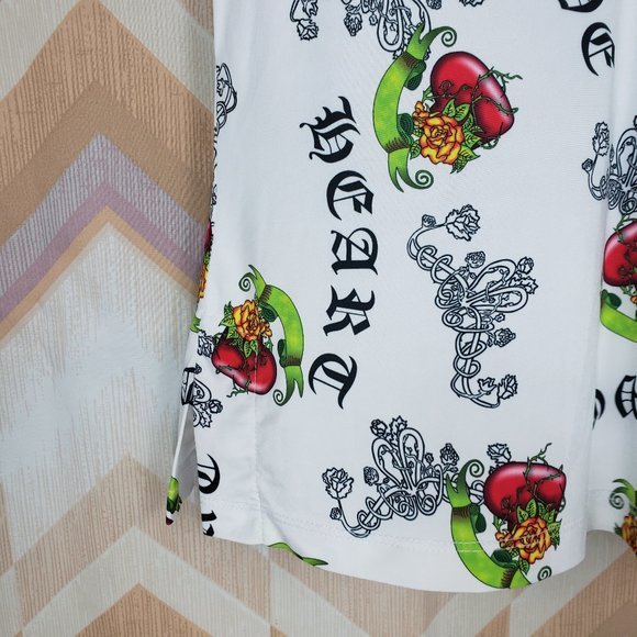 Heart & roses print sleeveless knit stretch top - Picture 3 of 4